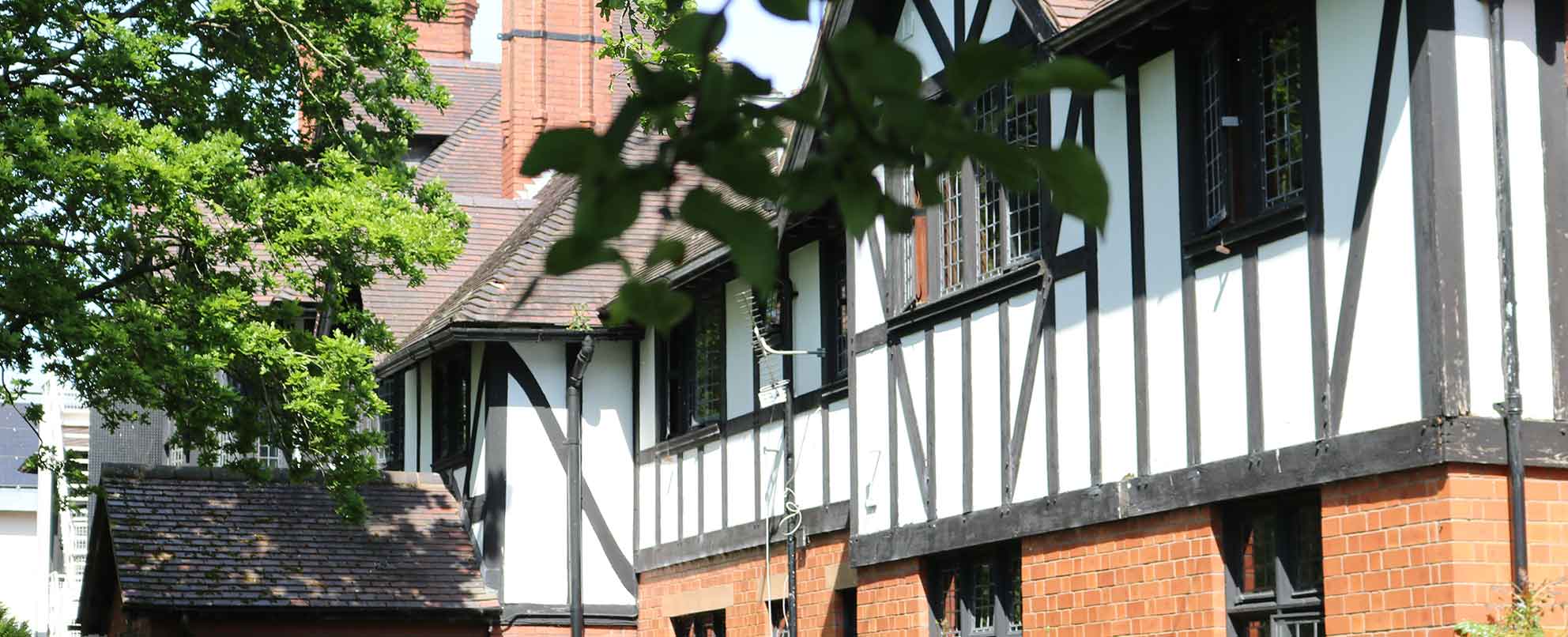 Tudor-style black and white building