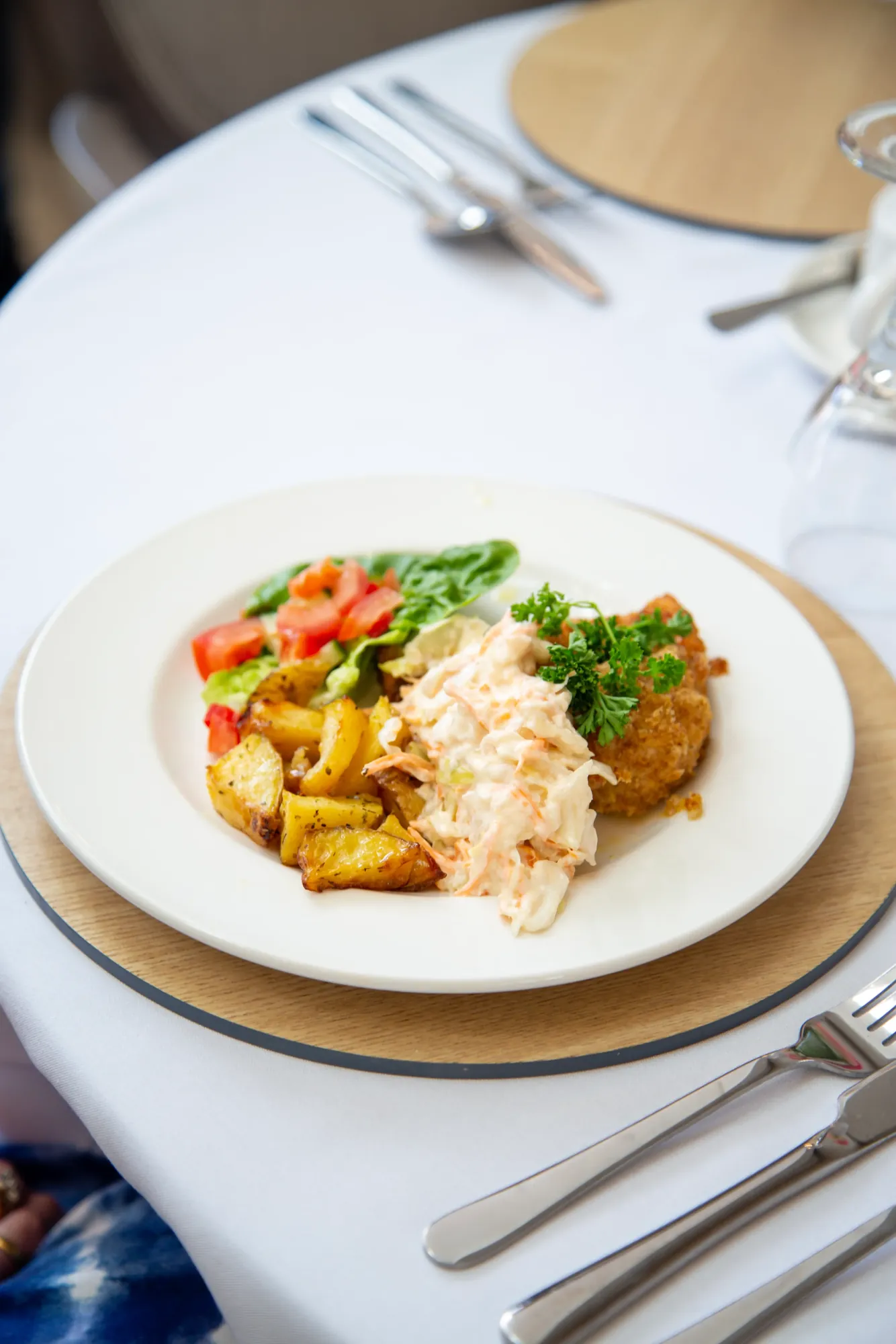 A freshly prepared lunch served in the Colwall dining room