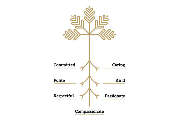 Rotherwood Values Tree, highlighting their core values 